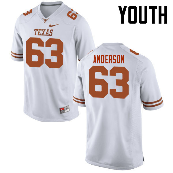 Youth #63 Alex Anderson Texas Longhorns College Football Jerseys-White